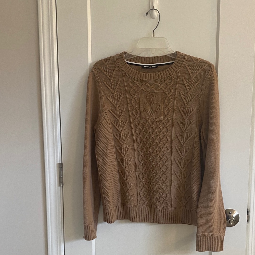 Nautica Cable Knit Brown Sweater